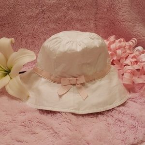 💞Janie and Jack Sun Hat-White with Pink Bow💞